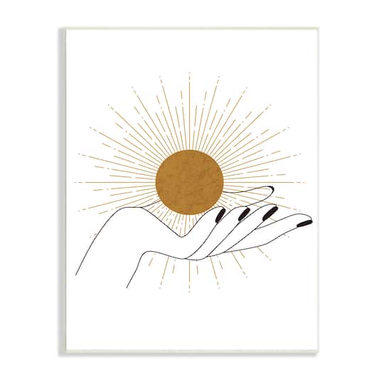 Stupell Industries Hand Holding Deco Inspired Sun with Rays Wall Plaque